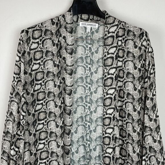 Good American Snake Print Sheer Long Sleeve Open Front Belt Duster NWT Size 4/XL - Picture 4 of 10